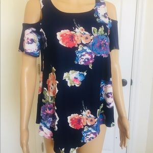 Navy Blue Flora Blouse